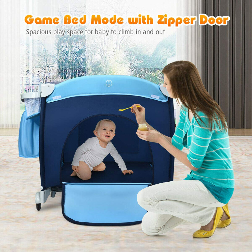 4-in-1 Portable Baby Playard with Bassinet and Changing Table S1708