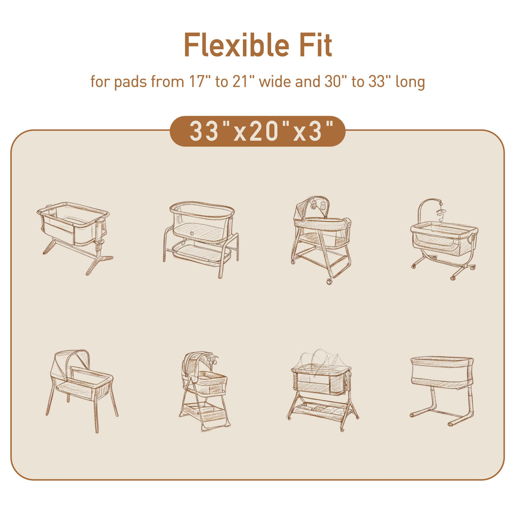 Baby Bedside Sleeper Bassinet Sheets 33x20 Inch 4 Pack W4049