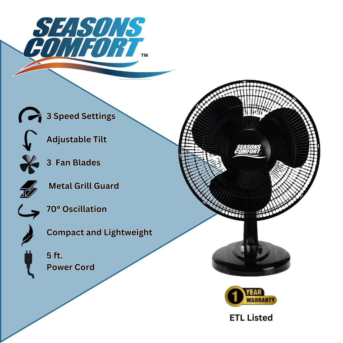 16" Oscillating 3 Speed Table Fan G9042