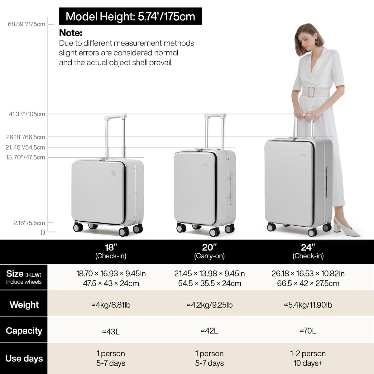 20'' Carry On Luggage with Front Pocket T7883