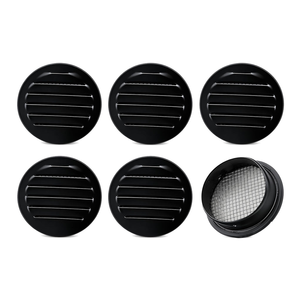 Black 2 Inches Round Aluminum Louver with Insect Screen Y9717