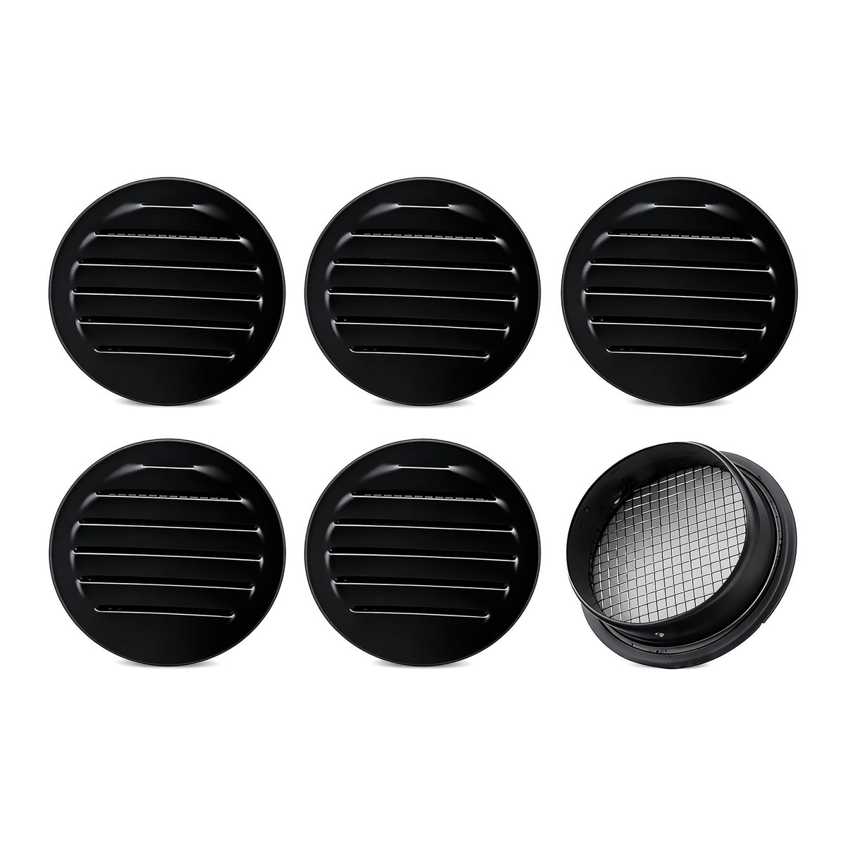 Black 2 Inches Round Aluminum Louver with Insect Screen Y9717