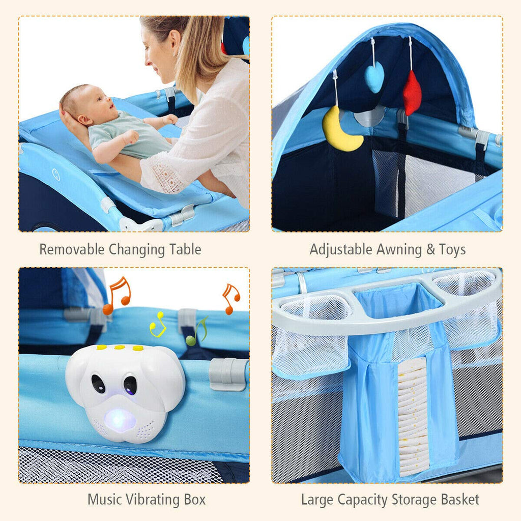 4-in-1 Portable Baby Playard with Bassinet and Changing Table S1708