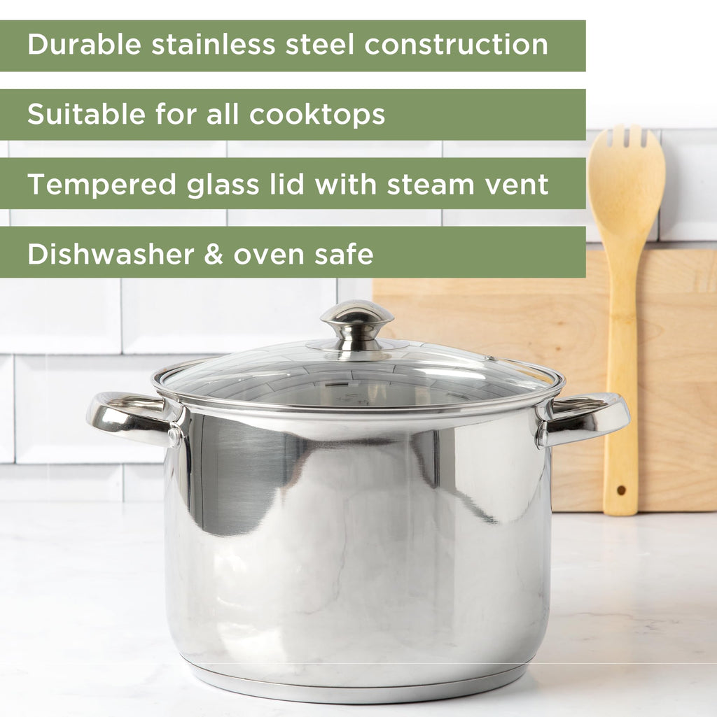 Stainless Steel 8-Quart Stock Pot with Glass Lid Z77823