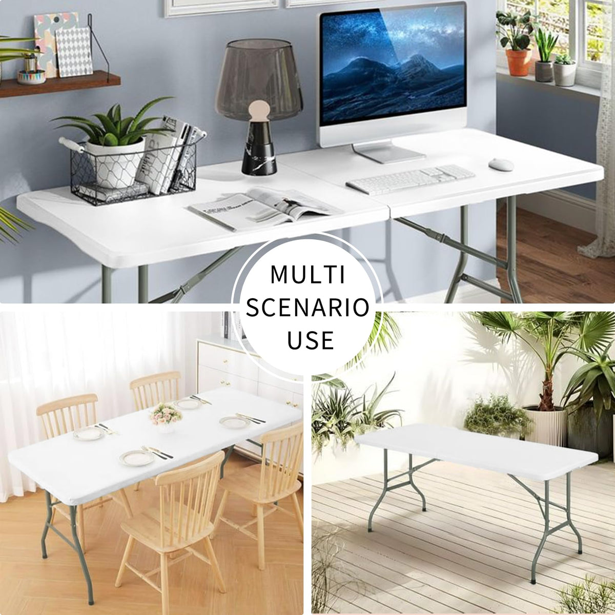 Set of 2 Lightweight 6FT Rectangular Plastic Folding Tables with Steel Legs L108986
