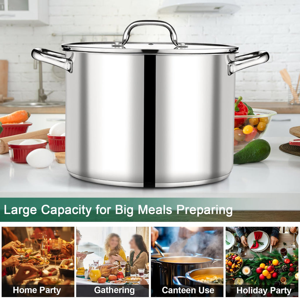 20 QT Stainless Steel Stock Pot with Lid D75512