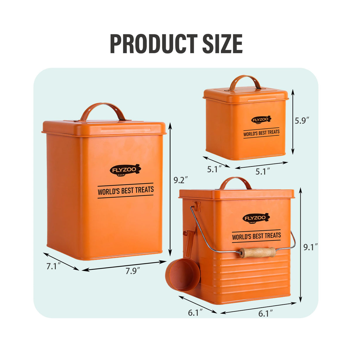 Metal Dog Food Containers with Lids and Spoon, 3 Set M8457