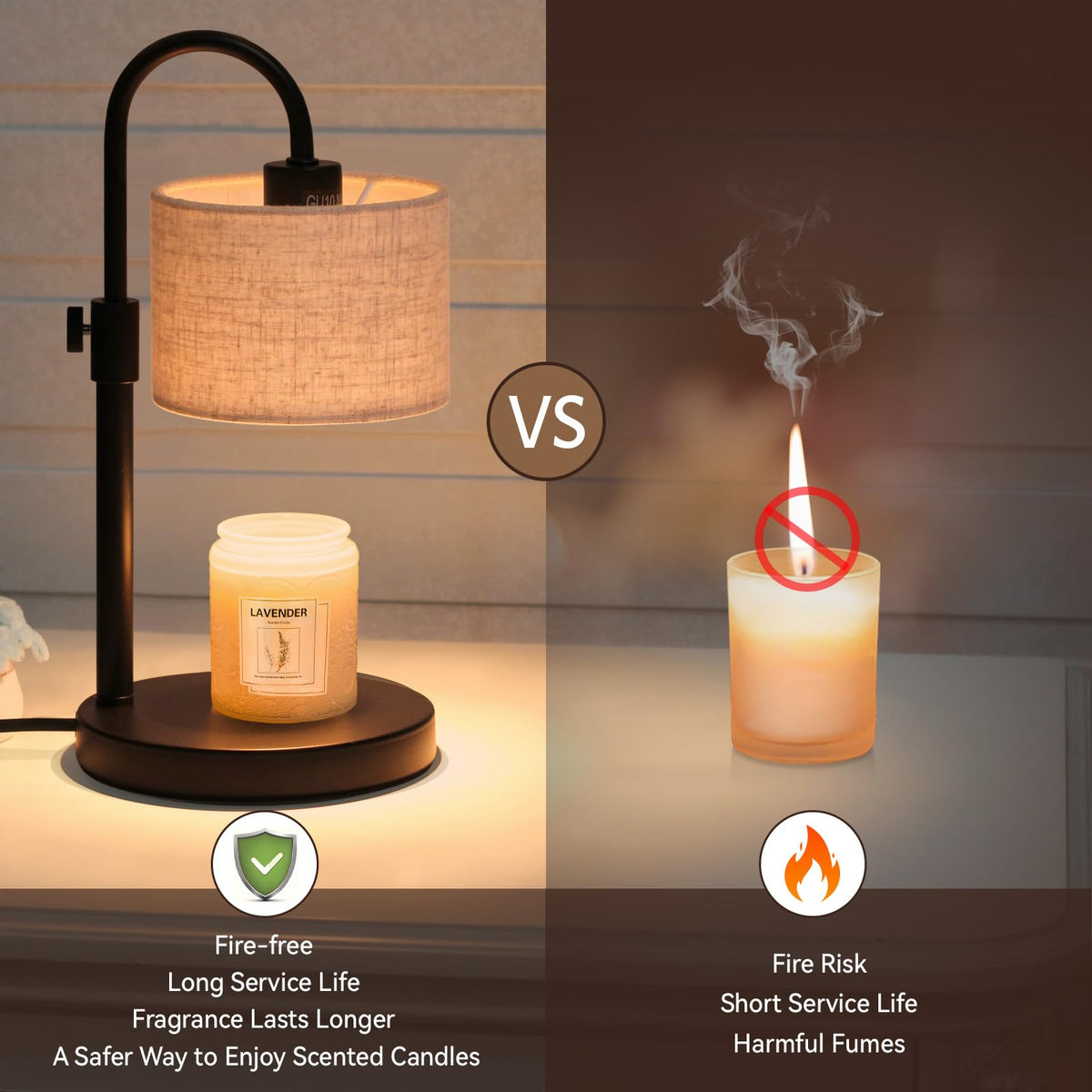 Candle Warmer Lamp with Timer, Adjustable Height D2217