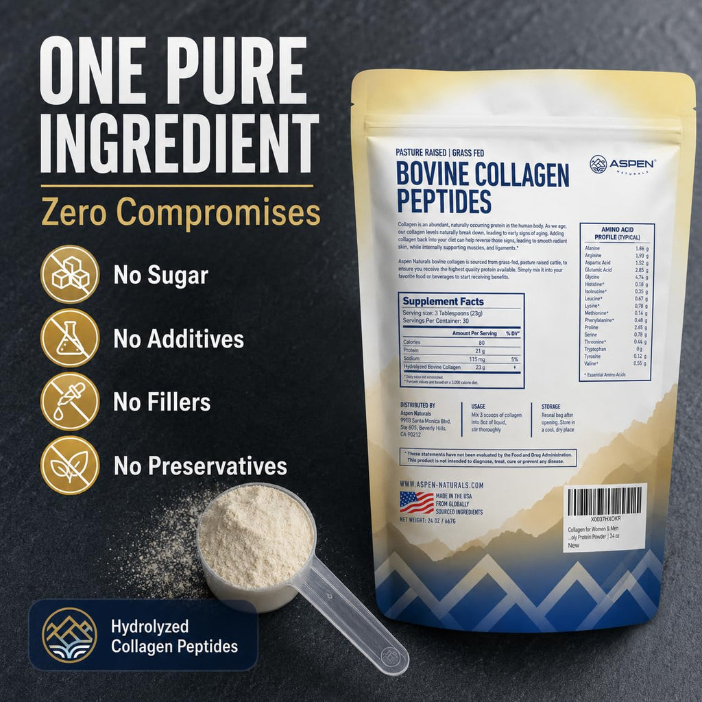 Grass fed Bovine Collagen Peptides Powder 24 Oz Unflavored N7664
