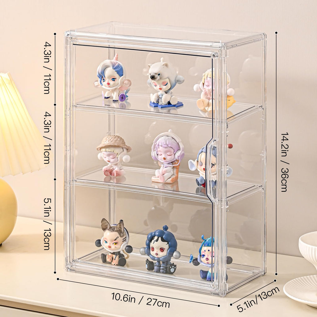 3 Tier Clear Acrylic Display Case with Magnetic Door C5108