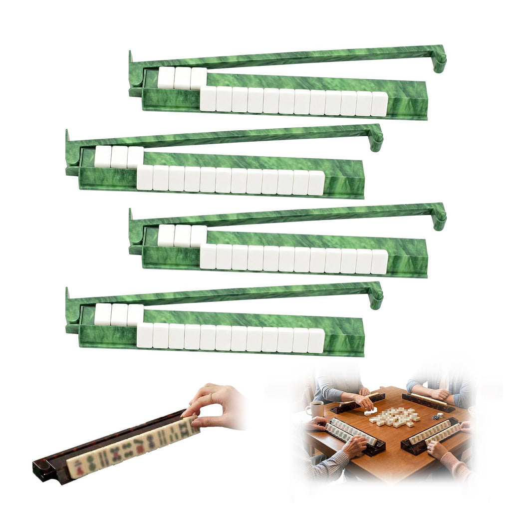 Tortoise Shell Acrylic Mahjong Racks with Pushers Set of 4 C78938