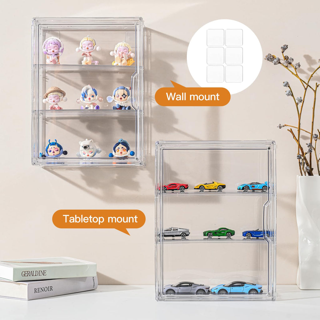 3 Tier Clear Acrylic Display Case with Magnetic Door C5108
