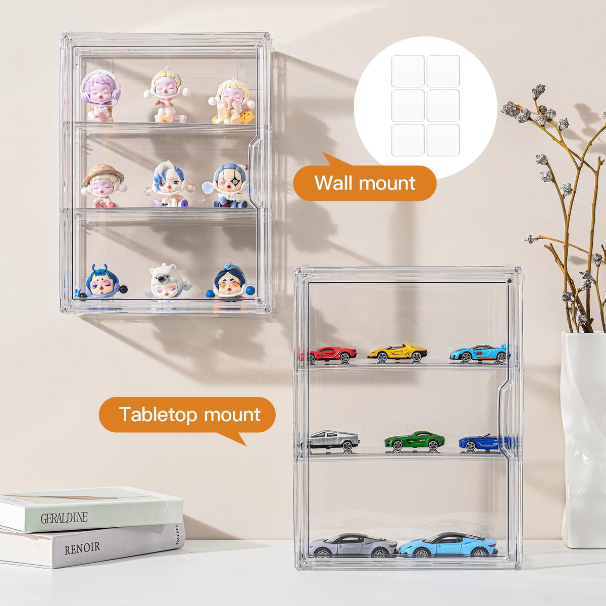3 Tier Clear Acrylic Display Case with Magnetic Door C5108