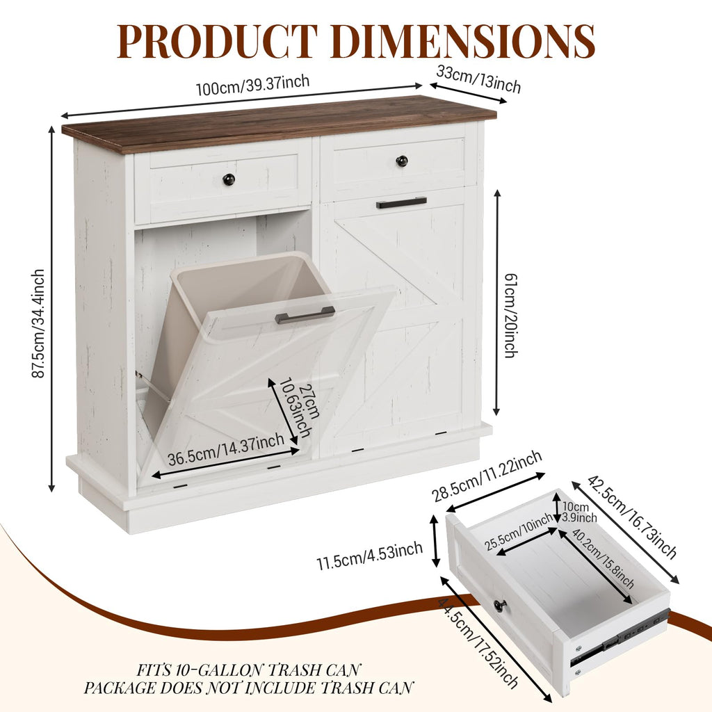 White 20 Gallon Tilt Out Trash Can Cabinet J548984