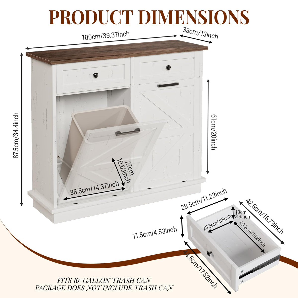 White 20 Gallon Tilt Out Trash Can Cabinet J548984