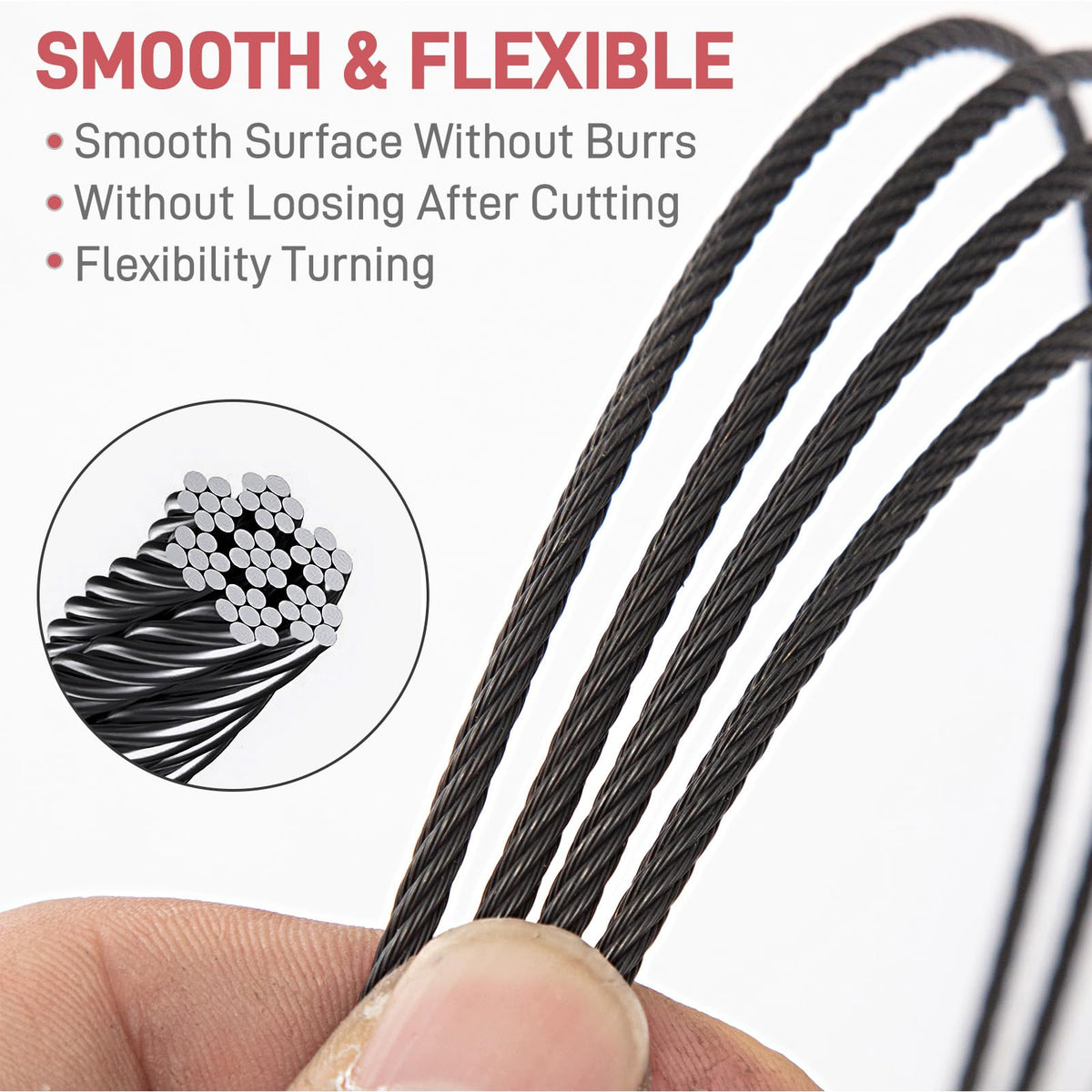Black 1/8" Stainless Steel Cable Kit F1596
