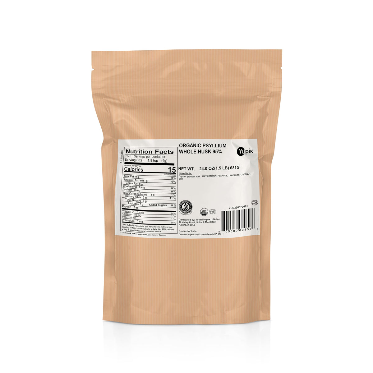 Organic Whole Husk Psyllium 24 Oz H2064