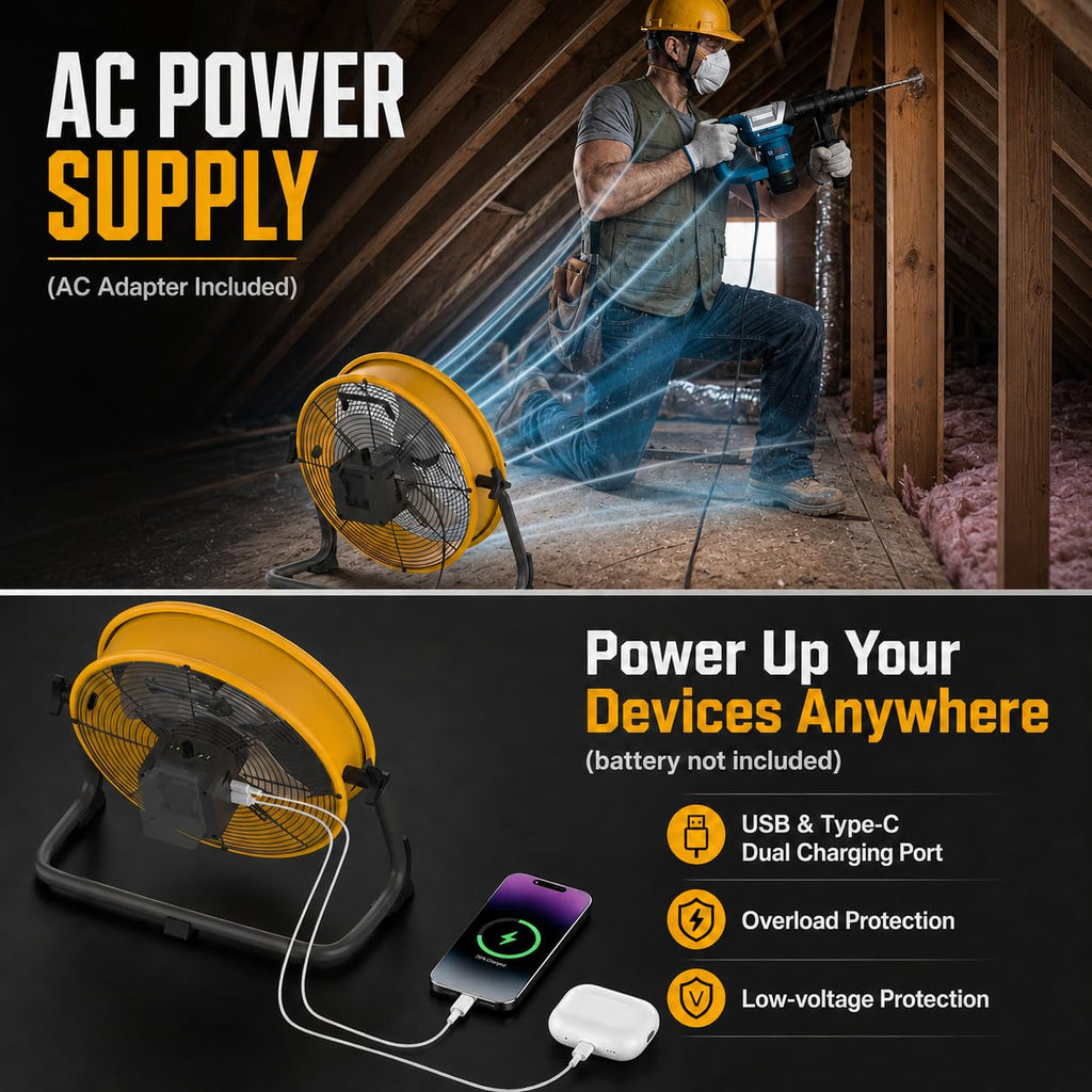 12" Battery Powered Cordless Floor Fan L125