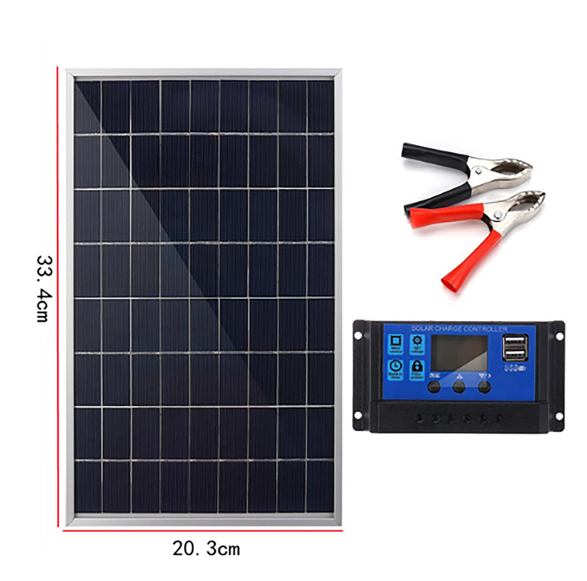 10W 12V Monocrystalline Solar Panel Kit with 10A Charge Controller F23983