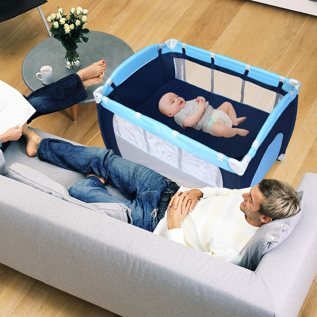4-in-1 Portable Baby Playard with Bassinet and Changing Table S1708