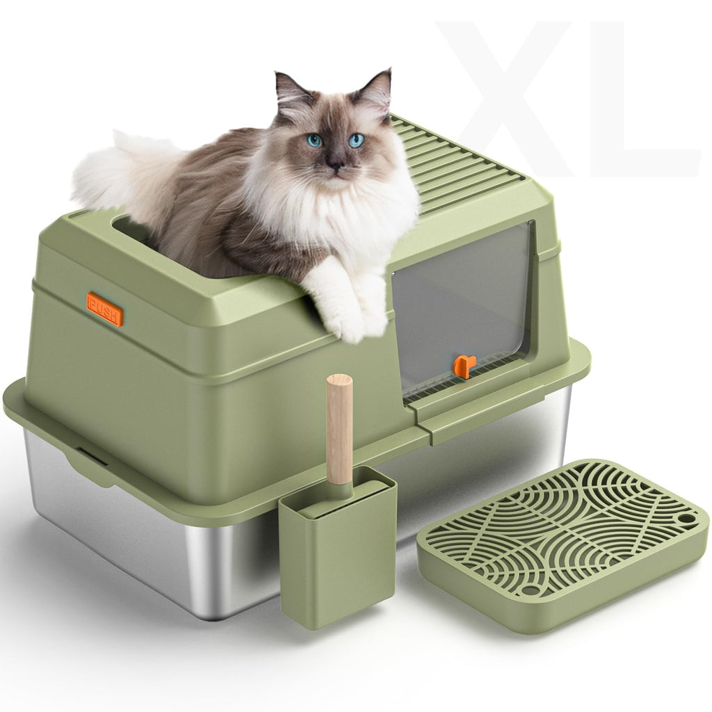Stainless Steel Enclosed Litter Box with Lid E676