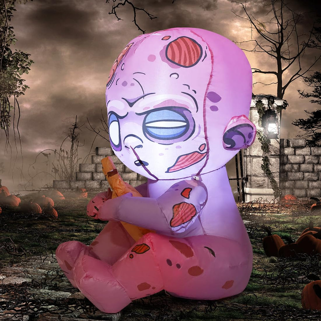 3 FT Halloween Inflatables Zombie with Built-in LEDs F24956