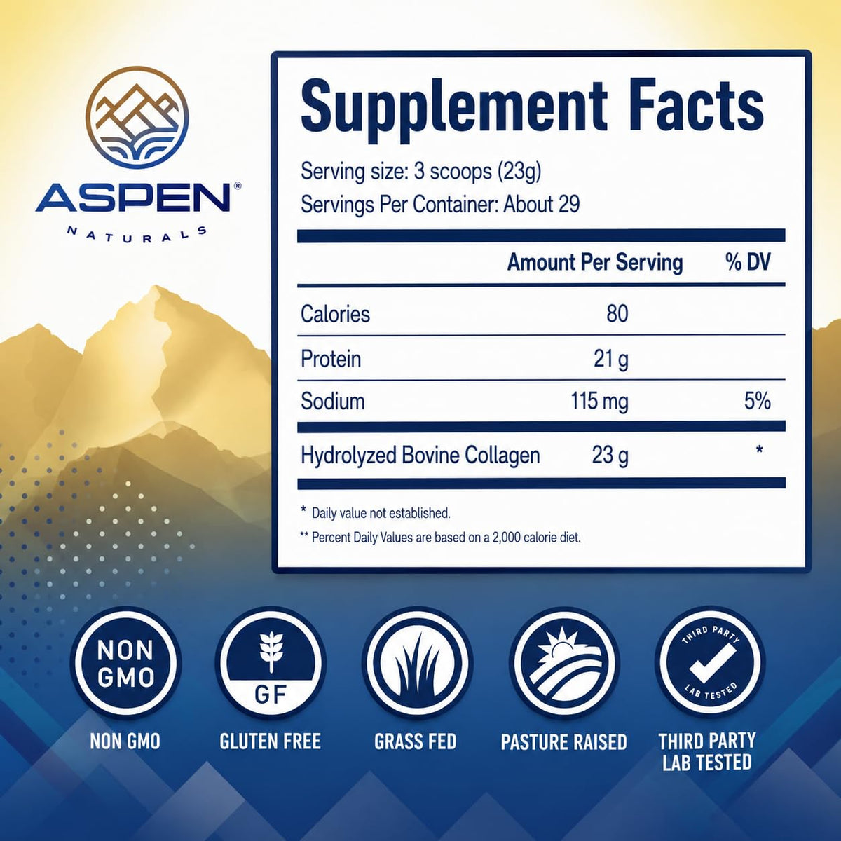 Grass fed Bovine Collagen Peptides Powder 24 Oz Unflavored N7664