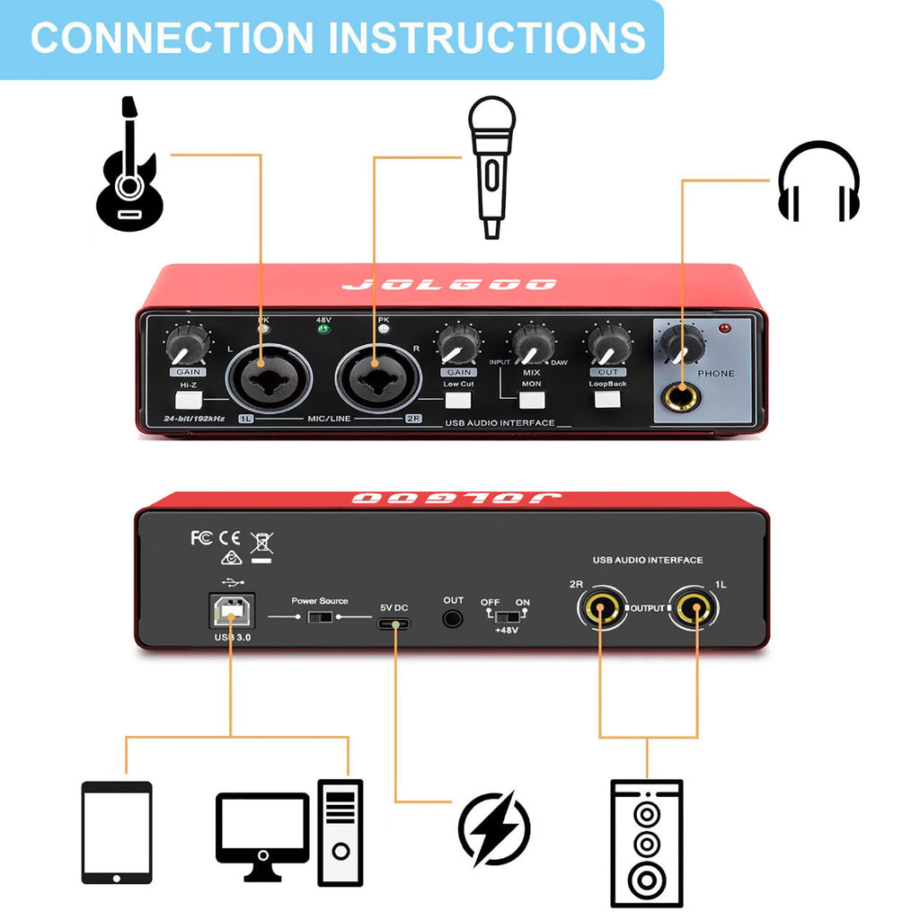 USB Audio Interface, Red 24-Bit/192kHz I2188