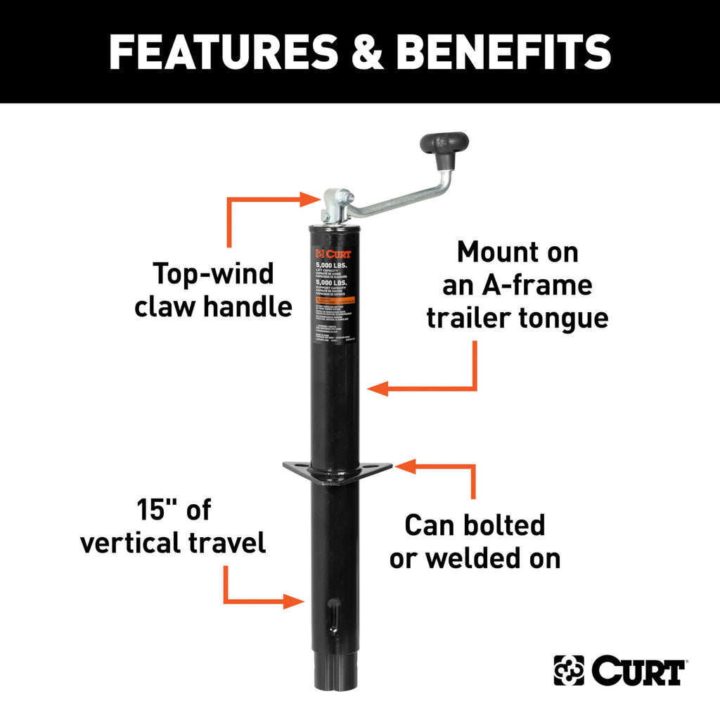 A-Frame Trailer Tongue Jack 5,000 lbs 15 Inches Vertical Travel X79658