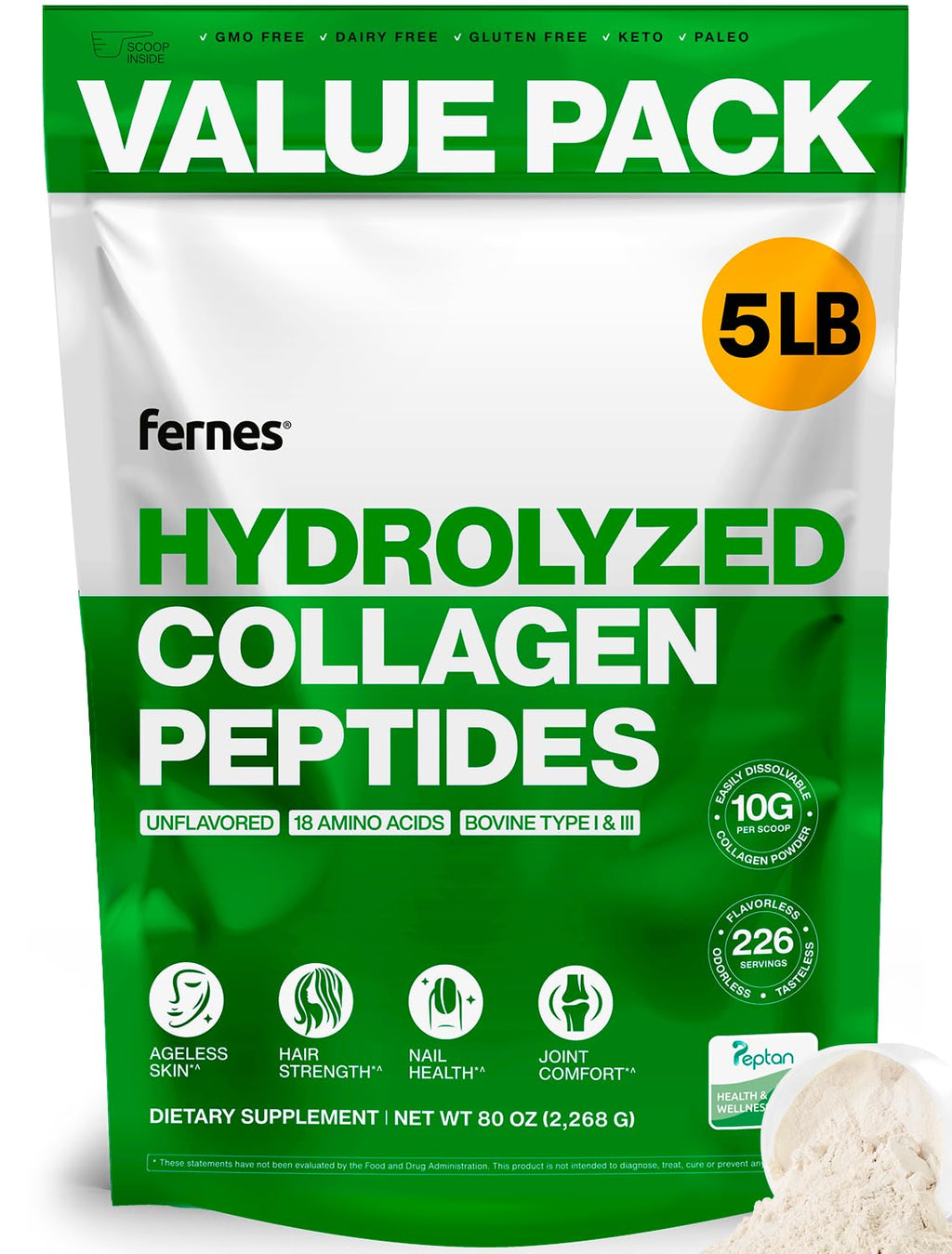Hydrolyzed Collagen Peptides Protein Powder 5 LB L841