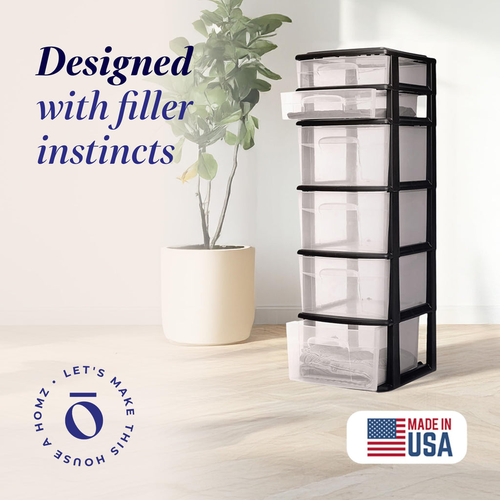 6-Tier Black Storage Drawer Tower Z69083