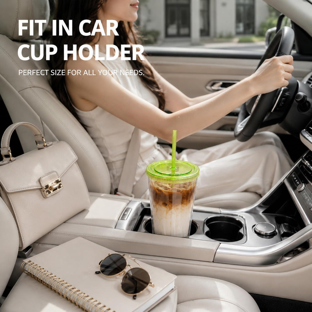 32oz Clear Tumblers with Lids and Straws F647525