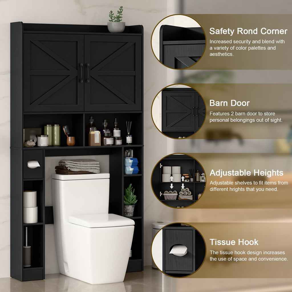 Over The Toilet Storage Cabinet with Barn Doors N204