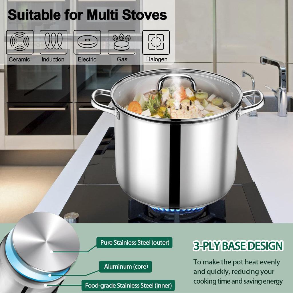 20 QT Stainless Steel Stock Pot with Lid D75512