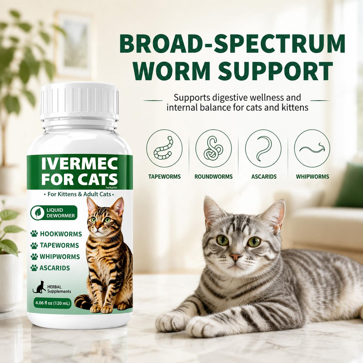 Cat Dewormer Liquid for Cats & Kittens I14892