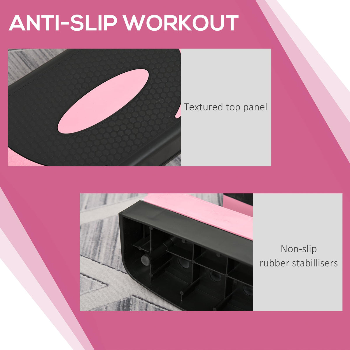 Adjustable Aerobic Stepper 4"-6"-8" Pink D354