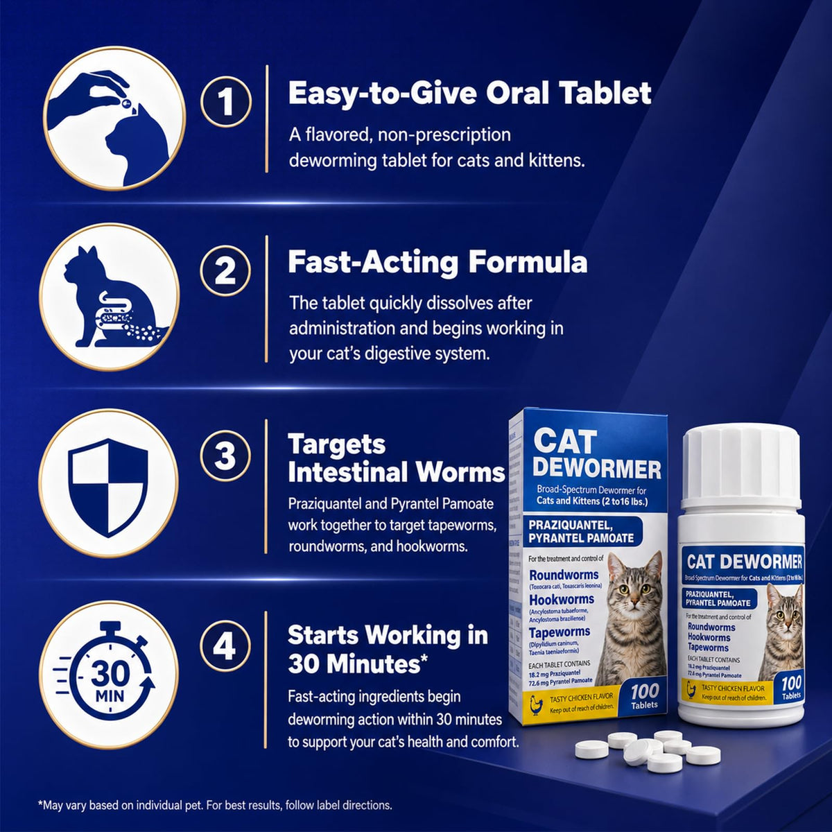 Cat and Kitten Dewormer 100 Tablets Y2511