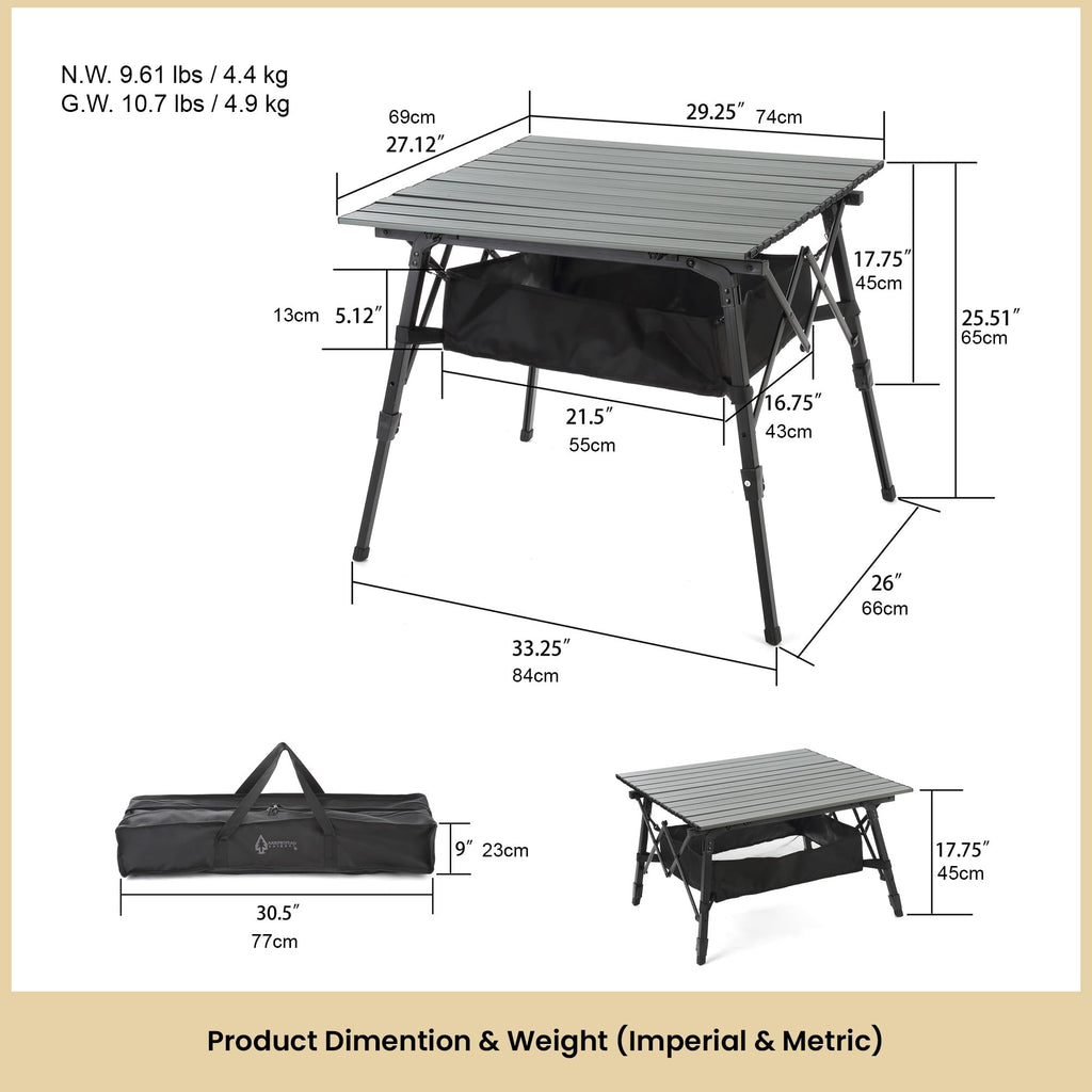 39 in Aluminum Folding Camp Table J77117