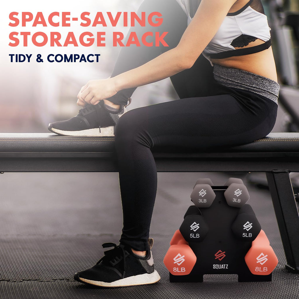 32lbs Neoprene Coated Hex Dumbbell Weights Set with Stand R726