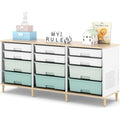 12 Drawers Storage Cabinet with Wooden Top and Plastic Bins Q6167