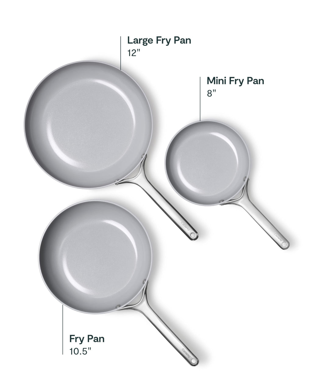 Non-Stick Ceramic Coated Fry Pan Trio, 8", 10.5", & 12" D208