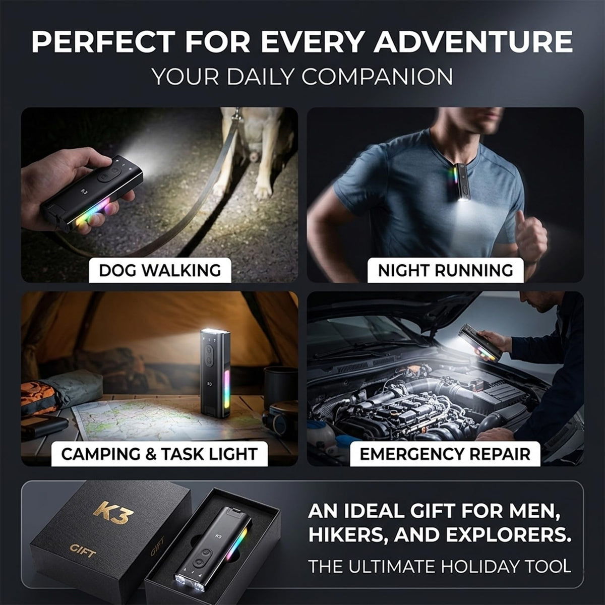 800 Lumens Rechargeable EDC Keychain Flashlight with UV & Red LED M69066