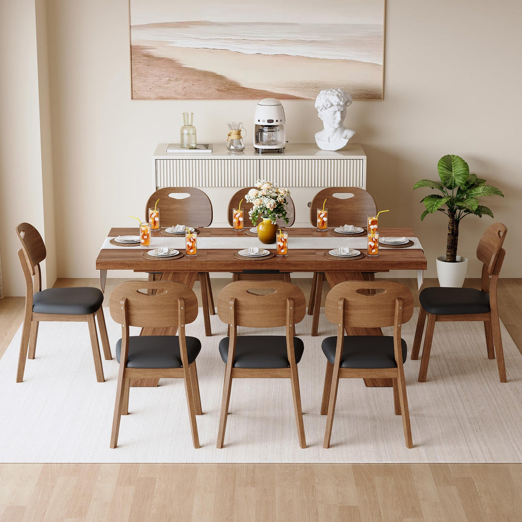 71" 9 Piece Walnut Dining Table Set O119