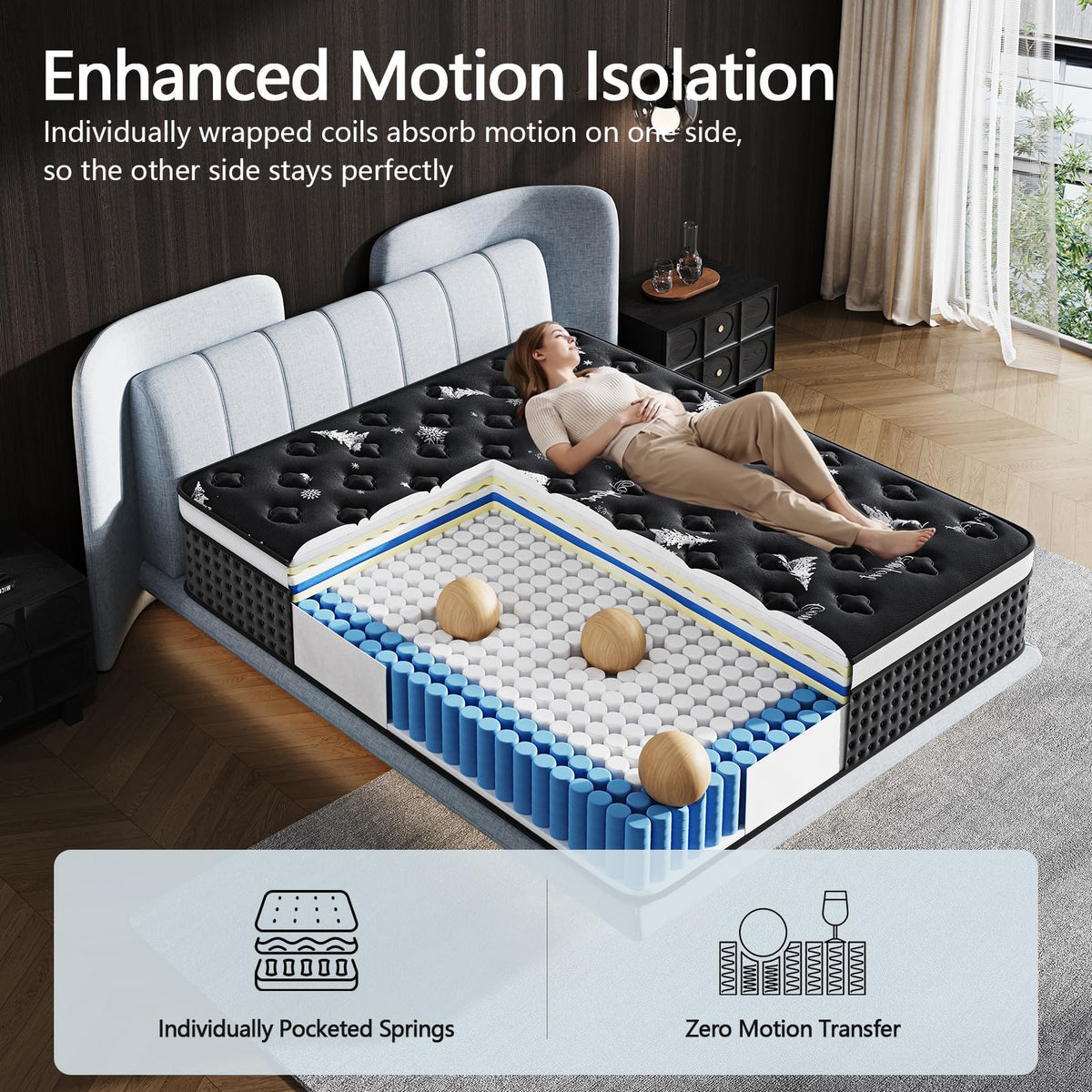 12 Inch Full Hybrid Mattress with Pocket Springs & Cooling Memory Foam S211