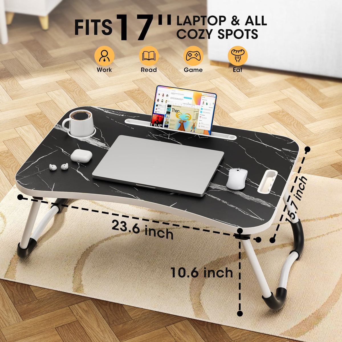 Folding Wood Lap Desk with Cup Holder Y19485