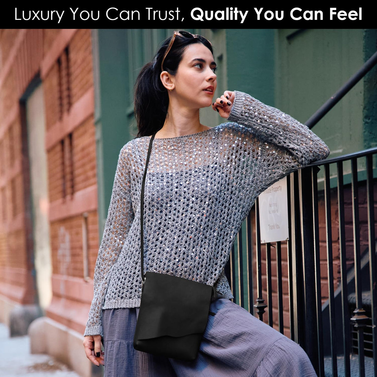 Leather Mini Crossbody Bag with RFID Blocking K828