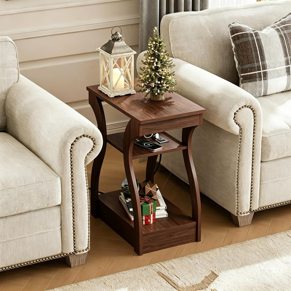 Brown End Tables Set of 2 with Charging Station A320709