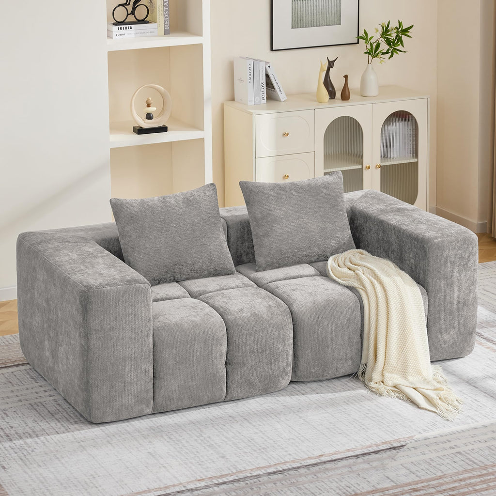 Light Grey Oversized Tufted Memory Foam Loveseat Q3289
