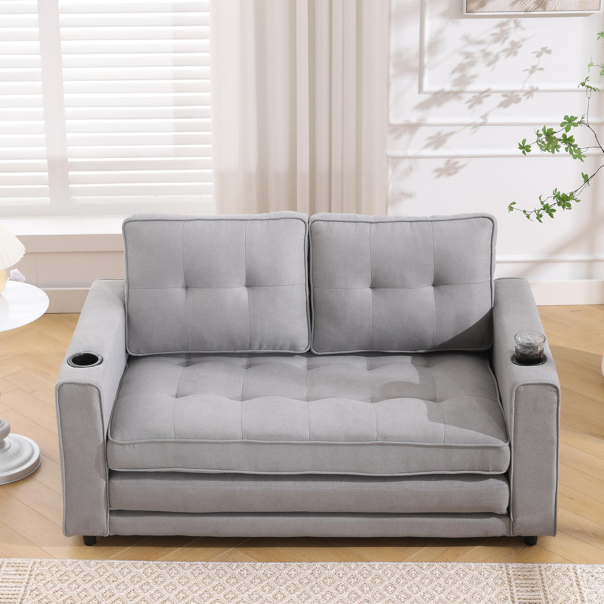 Light Gray Convertible Futon Sofa Bed S14266