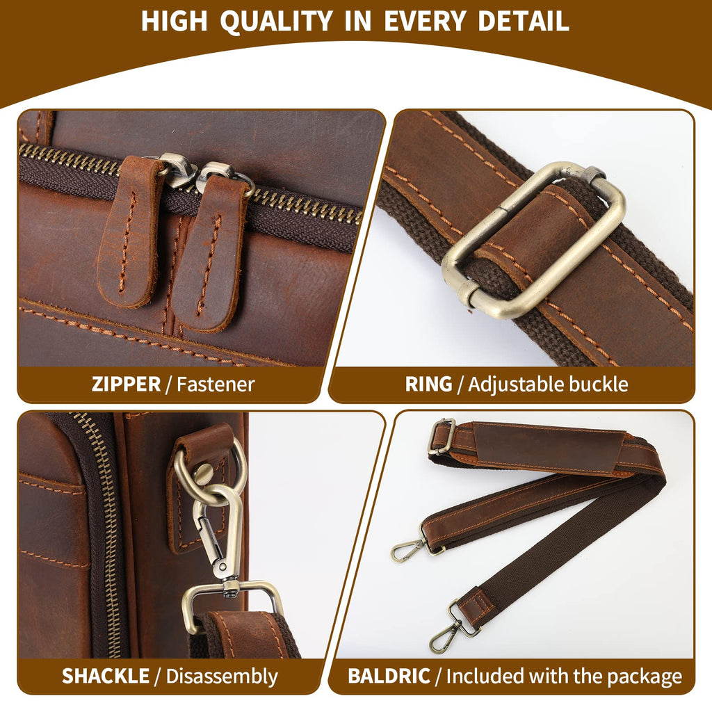 Full Grain Leather Briefcase Fits 15.6 Inch Laptop G41404